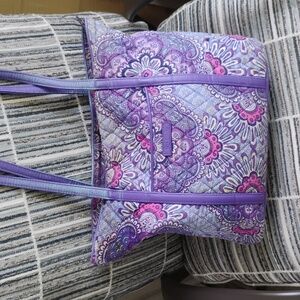 Vera Bradley Multi-Color Purple And Blue  Floral Quilted Shoulder Bag